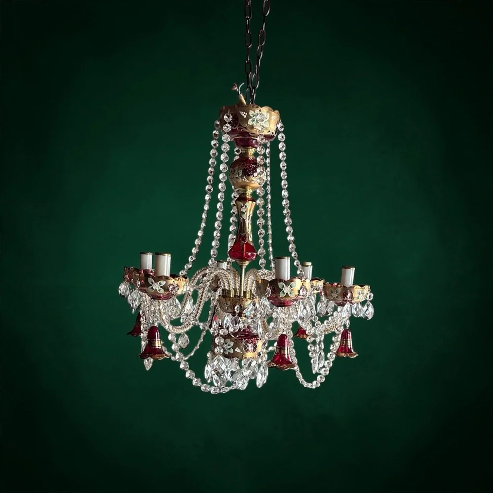💥💥Vintage Bohemian ruby red crystal chandelier - Picture 10 of 14
